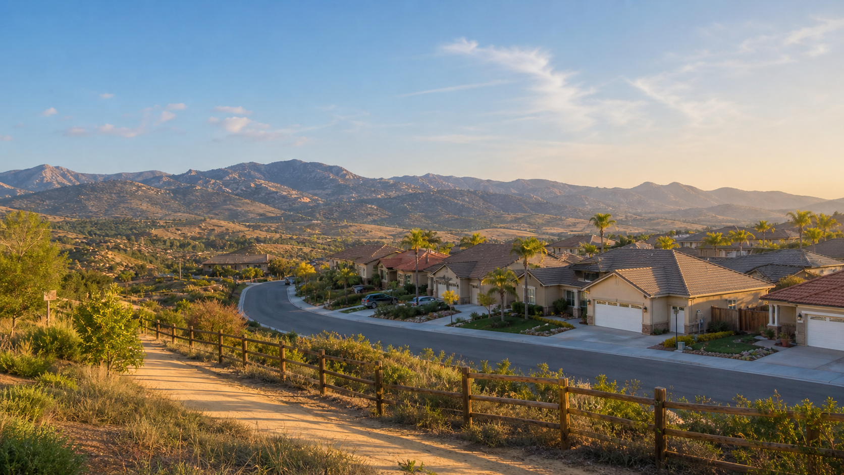 East County San Diego neighborhood with homes and rolling hills
